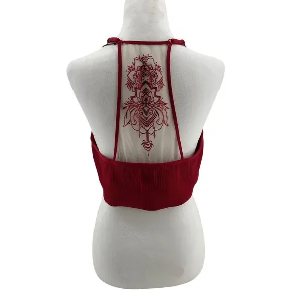 NWT Unbranded Tattoo Lace Racerback Bralette Red  2XL/3XL - Picture 3 of 7